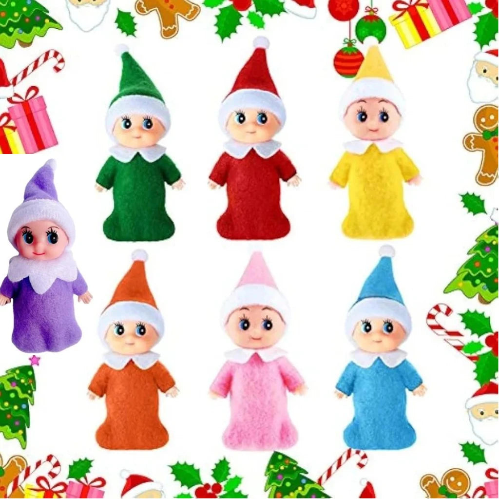 Little Christmas Elves Colorful Elf Doll Twins Baby Doll Elf for Xmas New Year Advent Calendars and Christmas Stocking Stuffers