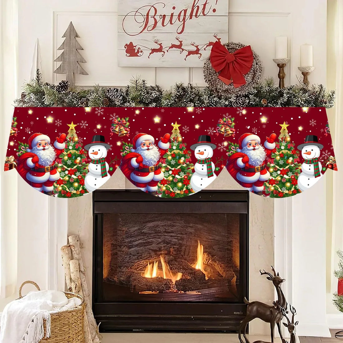 Christmas Santa Snowman Fireplace Mantel Scarf Christmas Decorations for Home 2025 Living Room Xmas Navidad New Year Gifts 2026