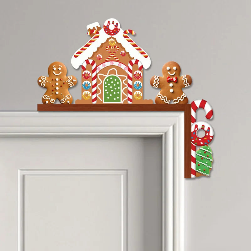 Christmas Decorative Door Corner Sign - Indoor Holiday Wooden Ornament Decoration, Corner Door Frame Decoration