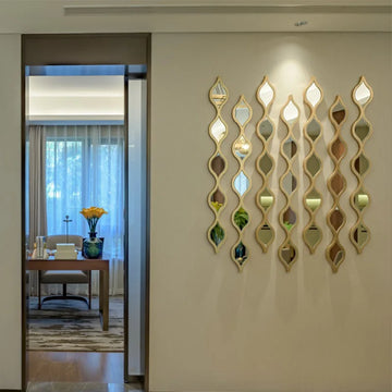 12/6pcs Removable Geometric Mirror Wall Stickers - Double Layered Droplet Shape DIY With Built-in Adhesive For Home Decoration