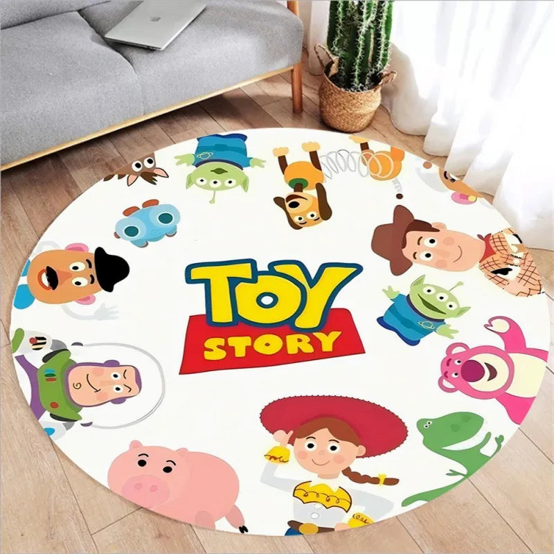 MINISO Disney Toy Story Print Round Rugs Kids Room Floor Mats Non-Slip Living Room Rugs Washable Carpet for Home Decor Mat