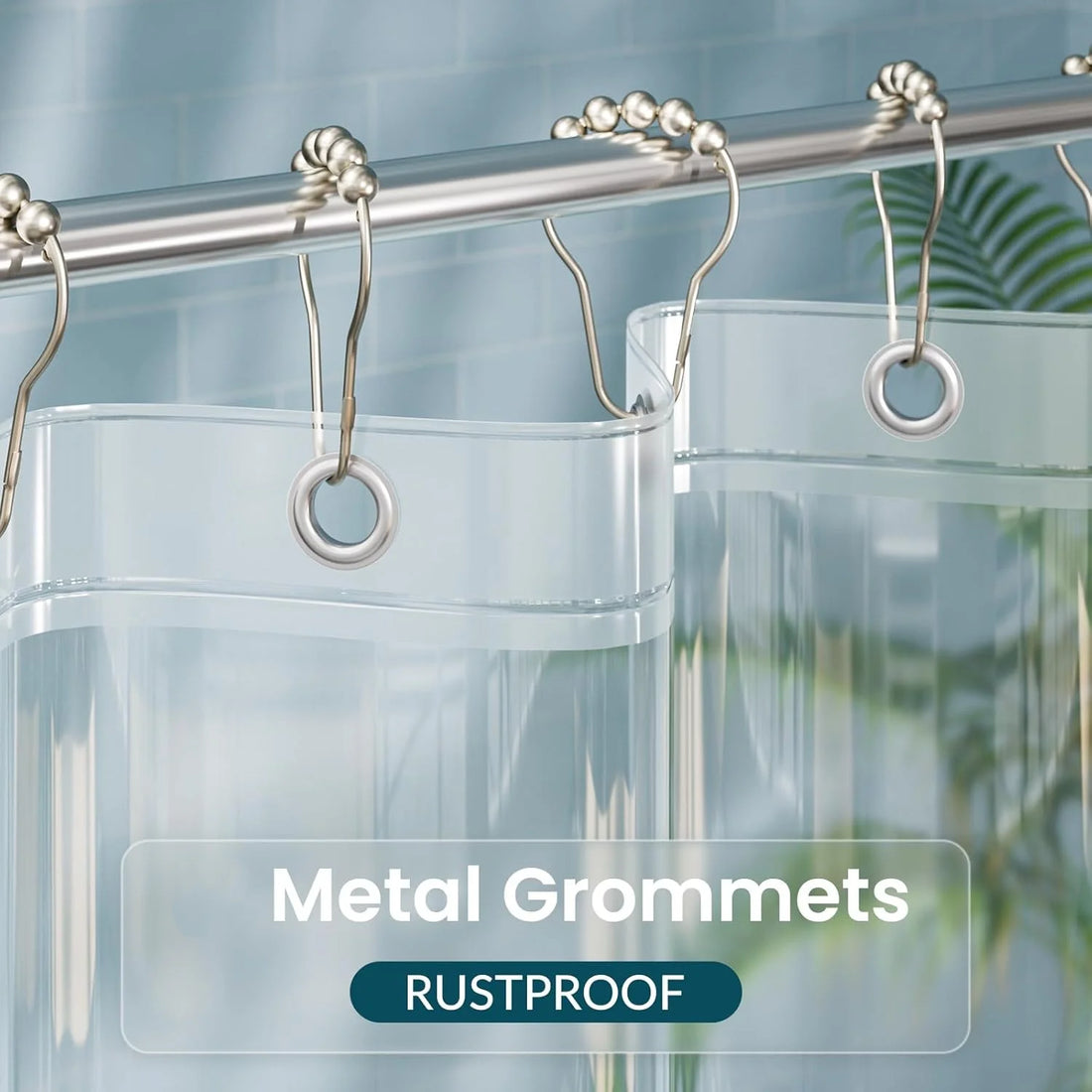 1pc Clear Shower Curtain Liner with Bottom Magnets & Metal Grommets-Plastic Bath Curtain with Hooks Bathtub Partitions Decor