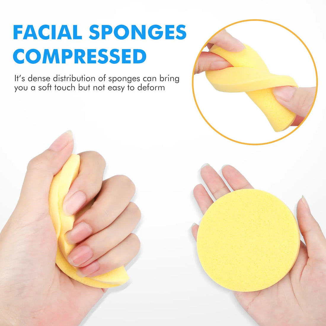 50Pcs Compressed Facial Sponge for Estheticians Face Round Cleansing Sponge Makeup Removal Sponge Pad Exfoliating Spa Washing