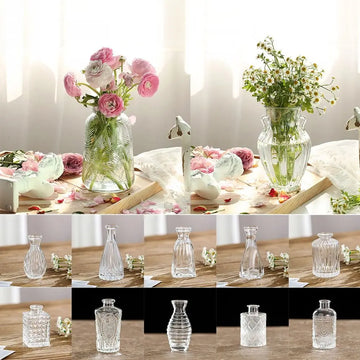 Mini Wedding Party Supplies Desktop Ornaments Transparent Hydroponic Plant Vase Embossed Glass Vase Flower Vase