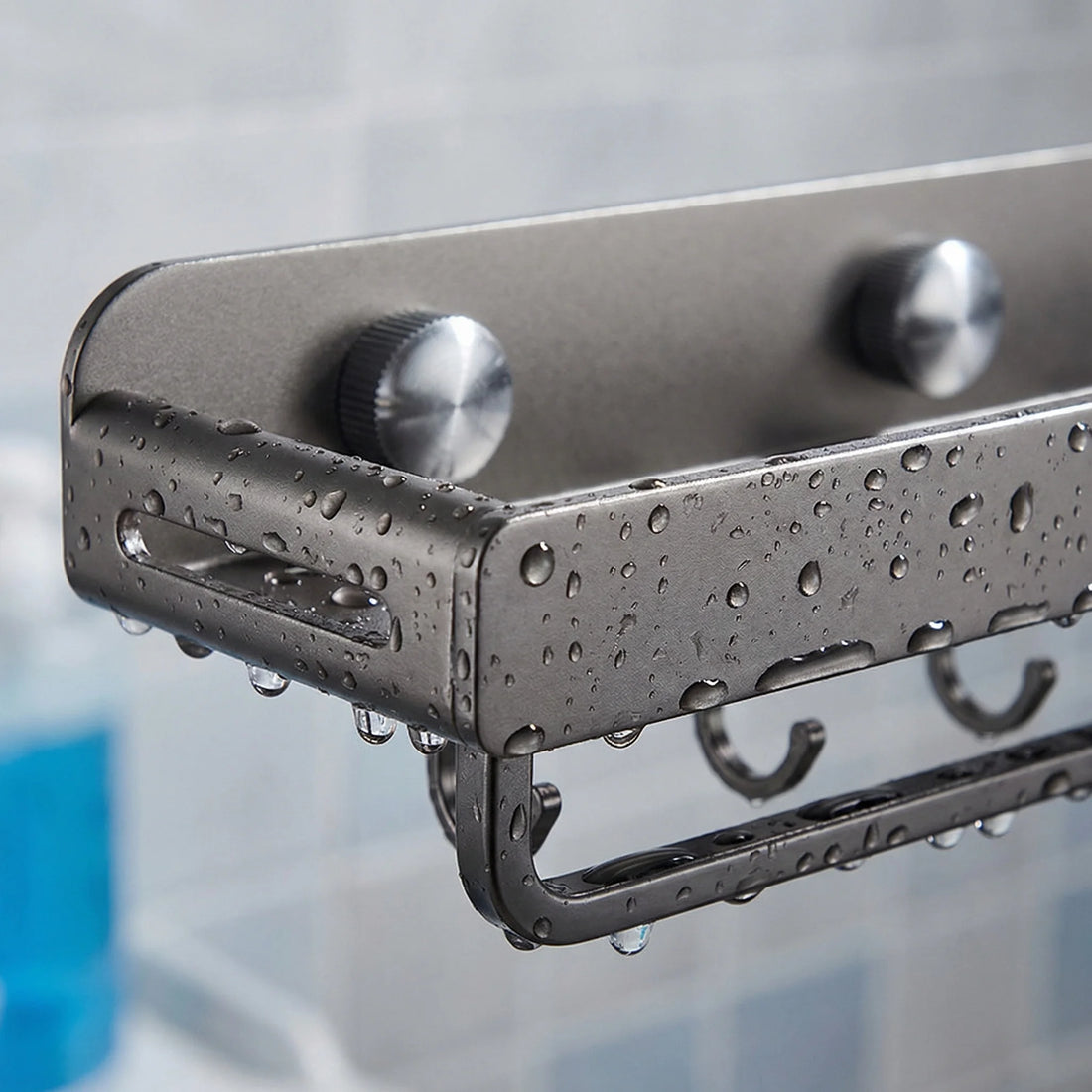 Aluminum Shower Organiser Bathroom Shelf Without Drilling Gray Wall Toilet Storage Shelf Shampoo Holder Bathroom Accessories