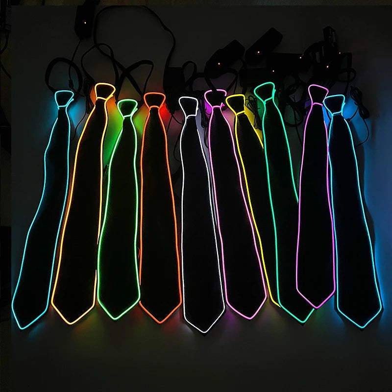 LED Light Up Neckties Luminous colored ties Adjustable Flashing LED Light Up Tie for Bar party Stage Show festival funny gift