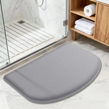 Simple semi-circular non-slip mat flannel absorbent bathroom mat solid color toilet mat plush mat doormat
