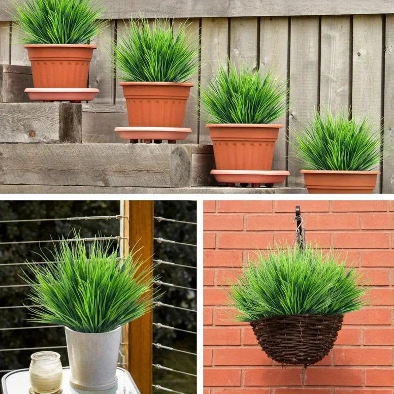 12 Pieces of Brightly Colored Uv Resistant Artificial Plants - Removable Spring Grass Bunches with Realistic Artificial Green Plants - Suitable for Indoor and Outdoor Hanging Flower Pots - Enhances Garden, Yard, and Home Deco