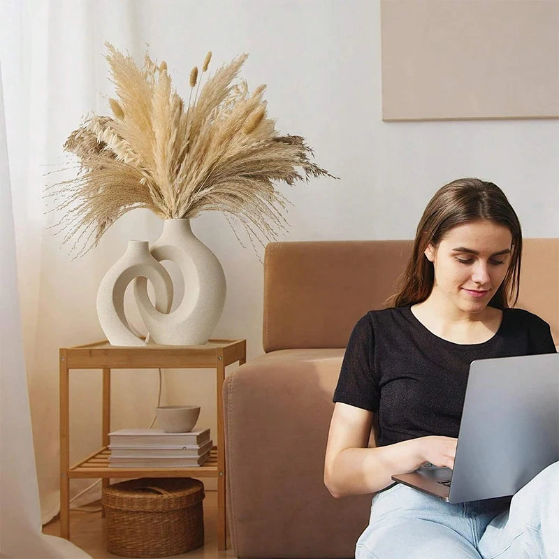 Beautiful European Ceramic Vase Set Creative White Simple Home Decoration Living Room Entryway TV Cabinet Decoration