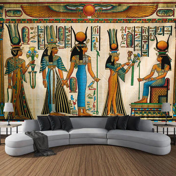 Egyptian Painting Tapestry  Nefertalis Tomb Thebes Wall Hanging Gods of Ancient Egypt Mural for Bedroom Living Room Dorm Decor