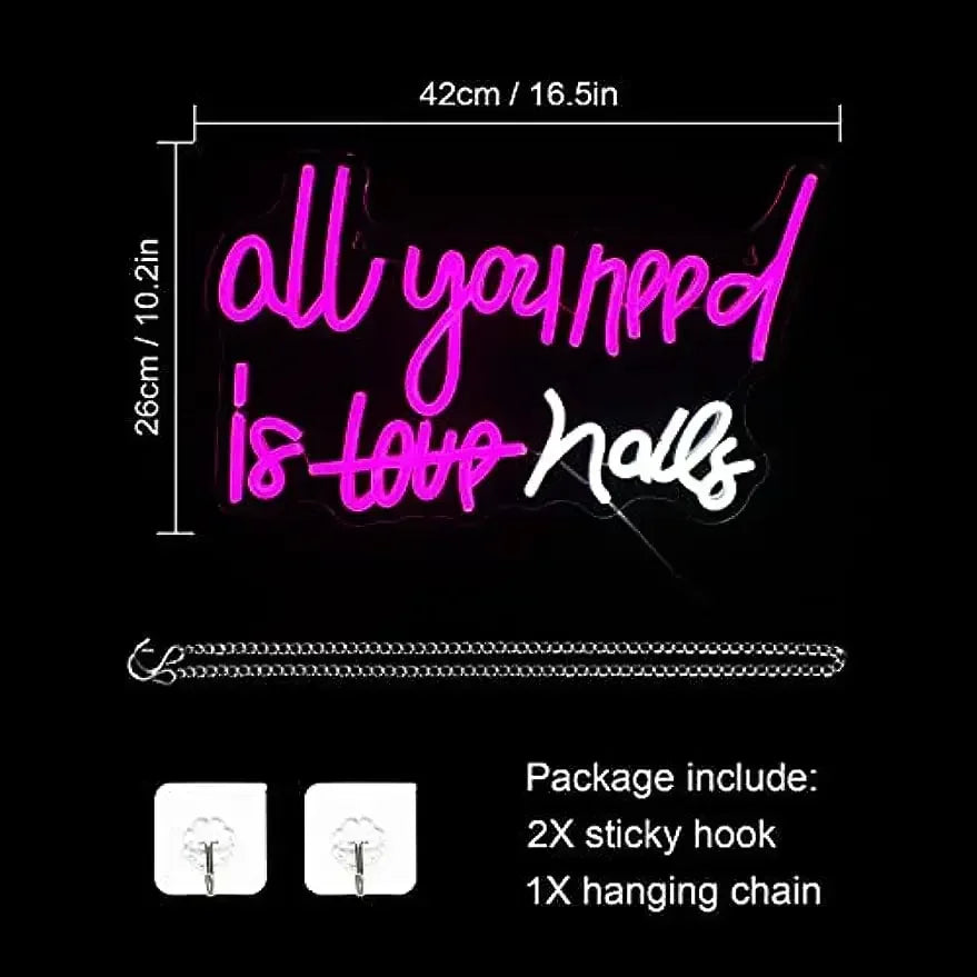 All You Need Is Love Neon Sign Love Nails LED Neon Light for Nail Salon Girls Room Beauty Spa Shop Wall Decor USB Dimmable Gifts