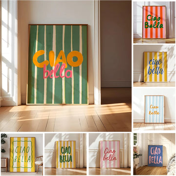 Art Stripe Print Preppy Aesthetic Kitchen Wall Dopamine DecorTrendy Decoration Ciao Bella Poster Sage Green