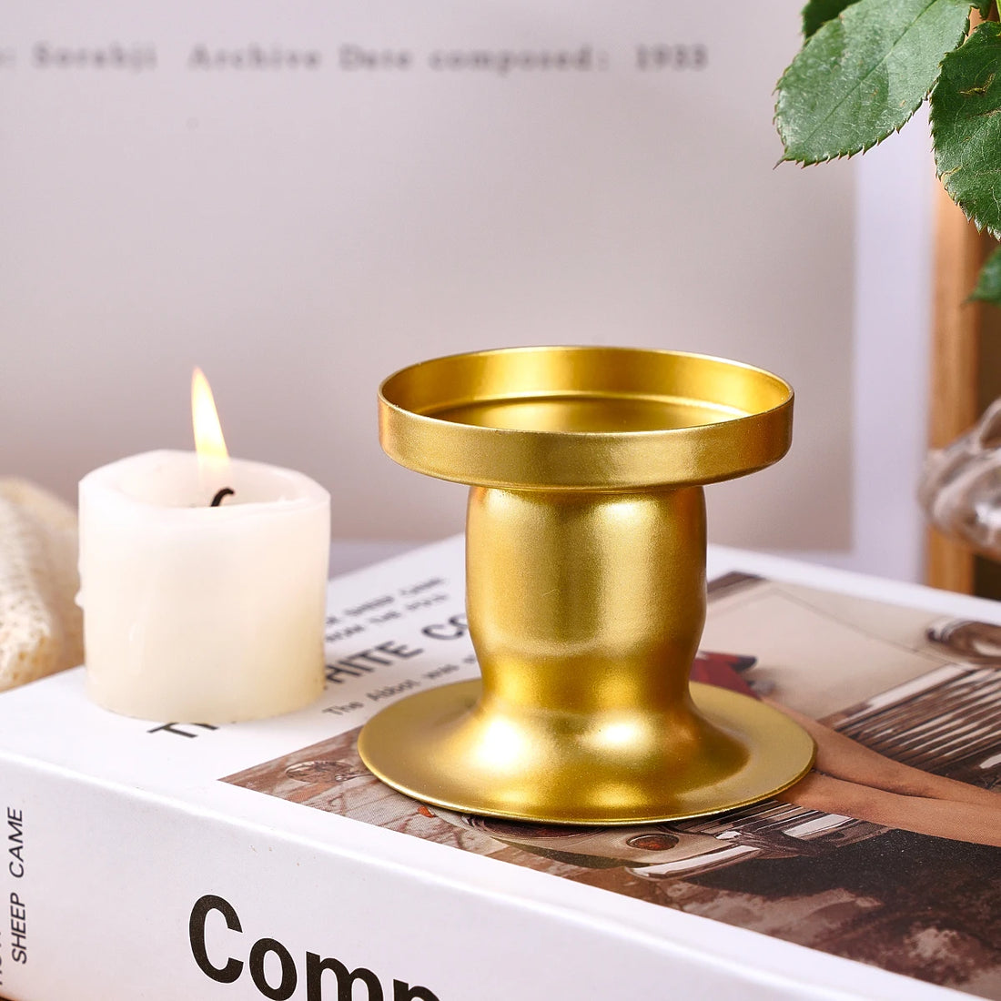 1PC, simple and artistic design, golden dual-purpose iron candlestick, European-style candlelight dinner candlestick