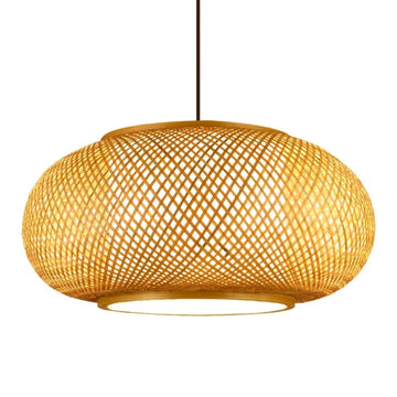 40-80cm Natural Bamboo Hand-woven Pastoral Tea Room Chandelier Lamp Restaurant Bedroom Light  Rattan Craft Pendant Lights