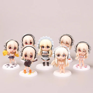 7 Styles Japan Anime SUPERSONICO Action Figure Toys Super Sonico Swimwear version Q Collection model Decoration toy