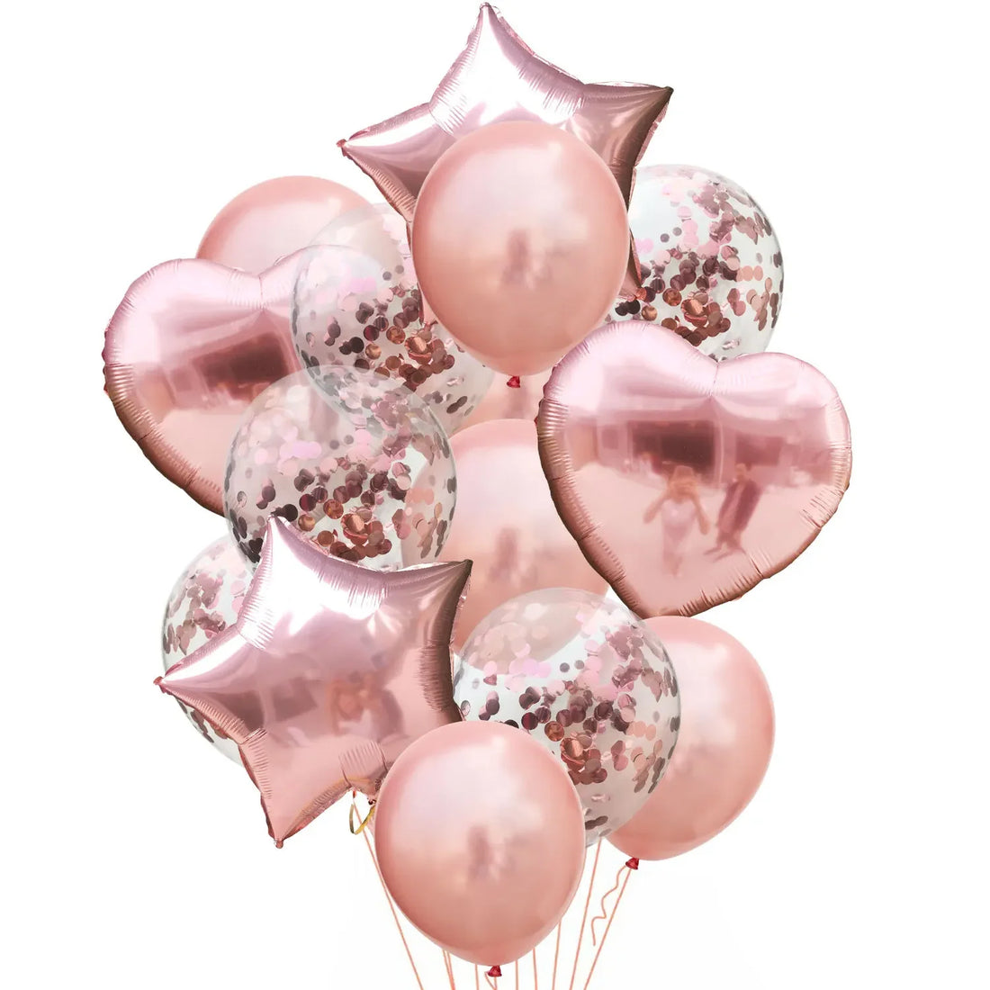 10/14pcs Mix Pink Rose Balloons Heart Star RoseGold Confetti Blue Balloon Birthday Party Decorate Balls Wedding Globos