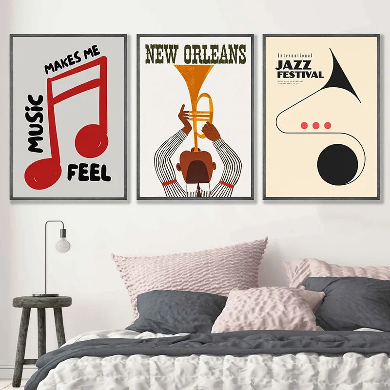 Abstract Jazz Festival Record Machine Music Symbol Art Fashion Retro Posters Canvas Paintings Wall Art HD Pictures Home Decor