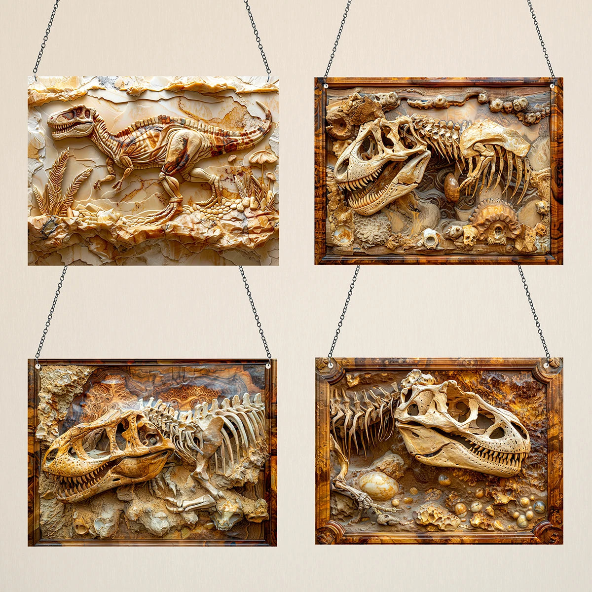 1pc Ancient Fossil Art Style Decoration 2D Relief Dinosaur Element Wall Art Decoration Acrylic Sign Plaque Decoration