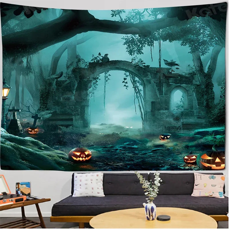 Hallowee Tapestry Halloween Pumpkin Home Decoration  Hanging Background Cloth bedroom aesthetic art large fabric wall tapestry