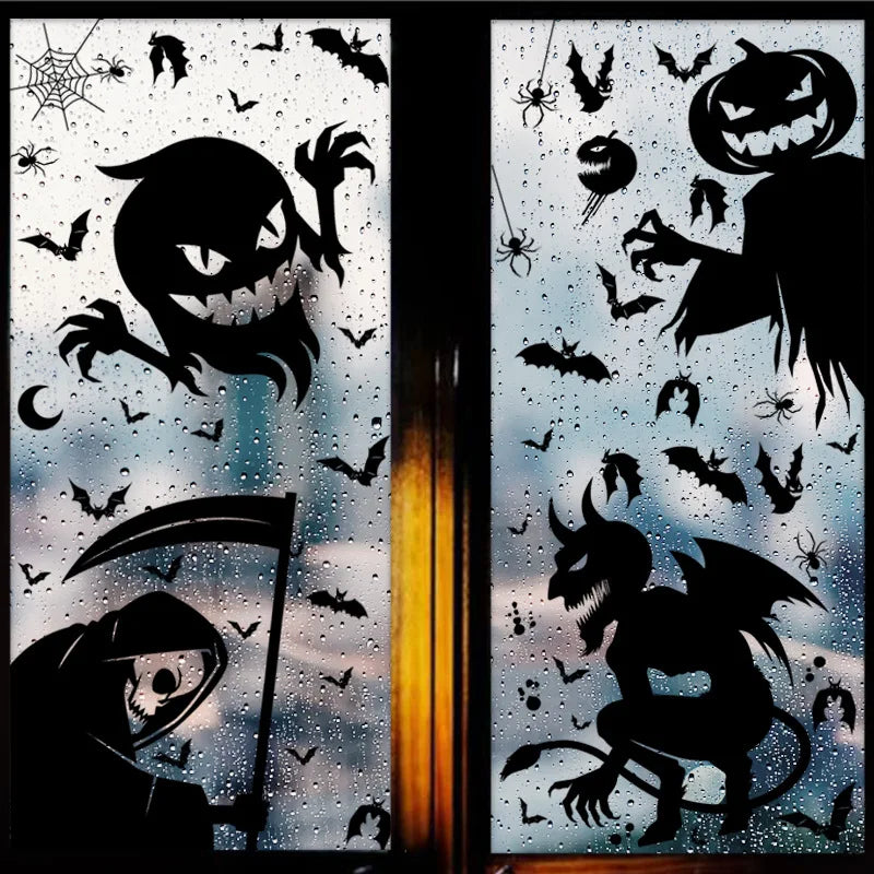 Halloween Giant Ghost Monster Ghost Window Sticker Witch Death Bat Skeleton Halloween Party Decoration Static Sticker
