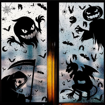 Halloween Giant Ghost Monster Ghost Window Sticker Witch Death Bat Skeleton Halloween Party Decoration Static Sticker