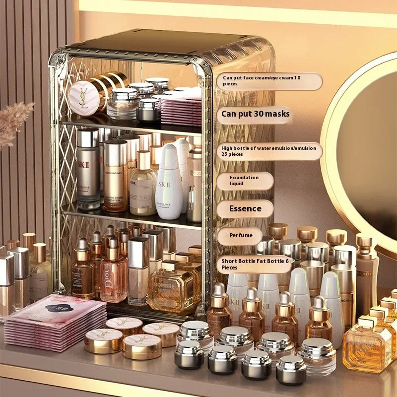 Transparent Cosmetic Box Makeup Jewelry Drawer Desktop Multifunctional Organizer Home Storage Box Light LuxuryCosmetic Organizer