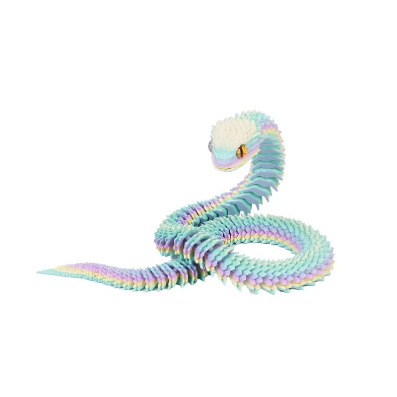 3D Printed Viper Snake Articulated Joints Movable Animal Model Night Glow Handmade Figurine Children Birthday Gift PLA Art Toy
