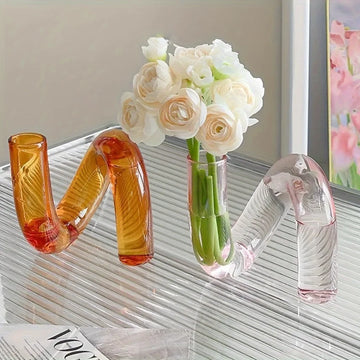 Modern Creative Irregular Shaped Glass Vase Transparent Centerpiece for Dining Living Room Decor Nordic Glass Flower Vase