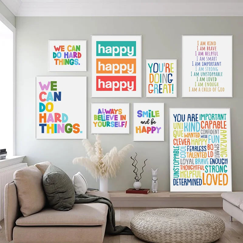 Positive Kid Classroom Wall Picture Inspirational Poster Education Playroom Motivational Art Canvas Painting Child Bedroom Decor