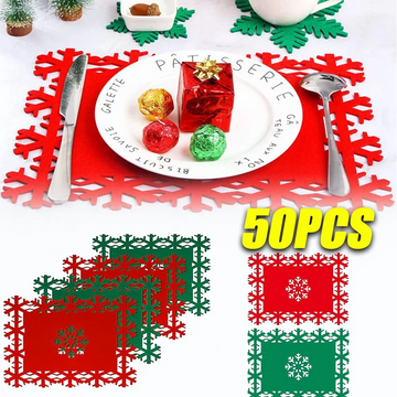50PCS Christmas Placemat Christmas Snowflake Table Mat Restaurant & Hotel Tableware Placemat Christmas Tableware Decoration