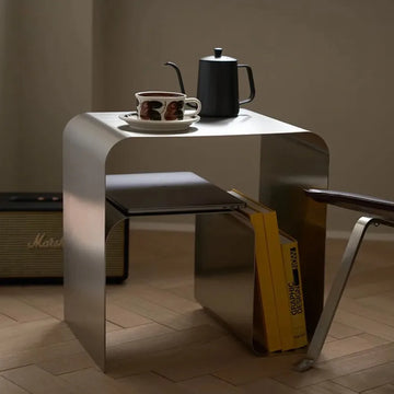 Minimalist Stainless Steel Bedside Table Antique Side Table Integrally Molded Storage Cabinet Coffee Table Living Room Furniture