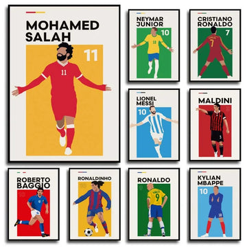 World Famous Football Stars Poster Haaland Salah Canvas Painting Wall Art Pictures for Kids Room Home Decor Gift for Sport Lover
