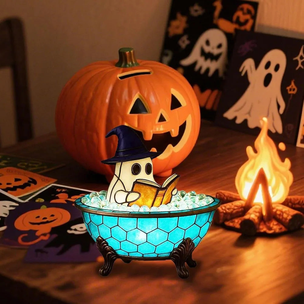 Halloween Ghost Bubble Bath Lamp，Cute Ghost Night Light，Ghost-Themed Bathtub Accent Lamp for Halloween Party or Gift
