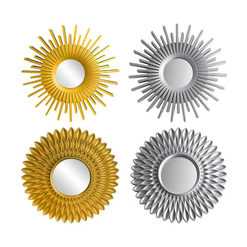 Home Decorative Round Mirror, Wall Hanging Nordic Retro Style European Makeup Mirror Vanity Wall Mirrors Boho Decorative