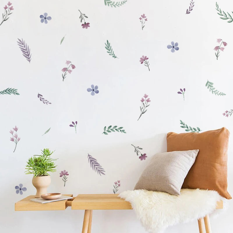 36pcs Purple Lris Flower Wall Sticker Trendy Boho Style Bohemian Wall Decals for Living Room Bedroom Nursery Kid Room Home Decor