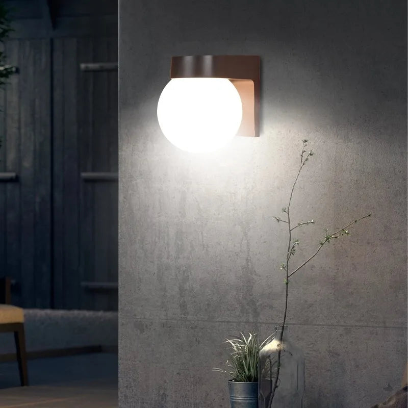 Simple Design Loft Led Outdoor Porch Light Apply for Home E27 Base Type Ball Black Style Lampshade Outdoor Decorative Lighting