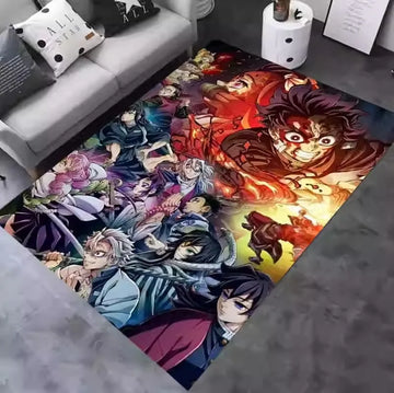 MINISO Anime Demon Slayer Peripheral Carpets Bedside Floor Mat 2D Anime Floor MATS for Student Dormitories and Bedrooms Rug