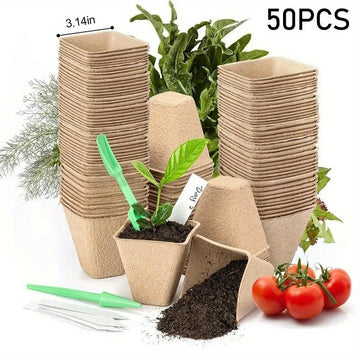 50Pcs Plant Pots Nursery Cups Garden Tray Biodegradable Paper Pulp Peat Pots 6/8cm Plant Grow Bags For Home Garden Accessories
