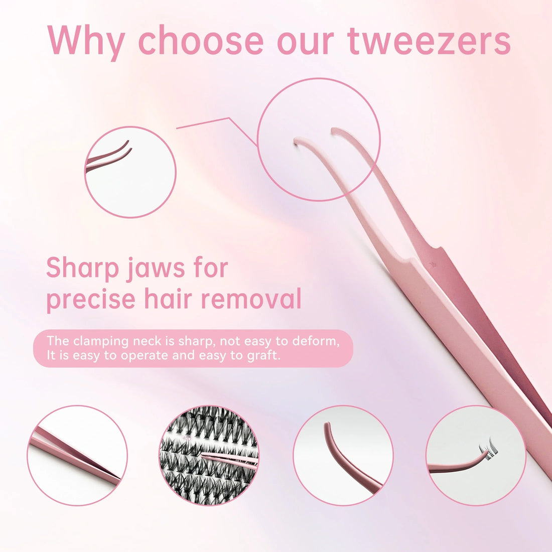 Eyelash Tweezers Professional Precision Eyebrow Tweezers Clip Lash Extension Supplies Beauty Tools