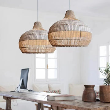 35cm Restaurant Chandelier Creative Personality Rattan Lighting Simple Living Room Dining Table Rattan Art Catering Lighting