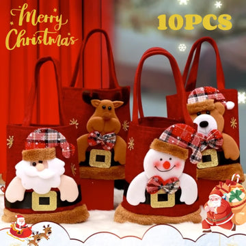 10PCS Christmas Gift Bags Tote Gift Bags Christmas Eve Apple Gift Bags Candy Bags Cloth Bags Decorations Christmas