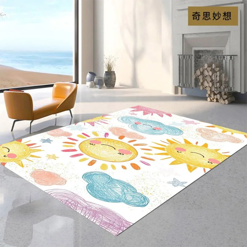 Boho Rugs Area Rug for Living Room Rainbow Kids Rug Non-Slip Sunshine Carpet Ultra Soft Rug Dining Room Christmas Gift for Kids
