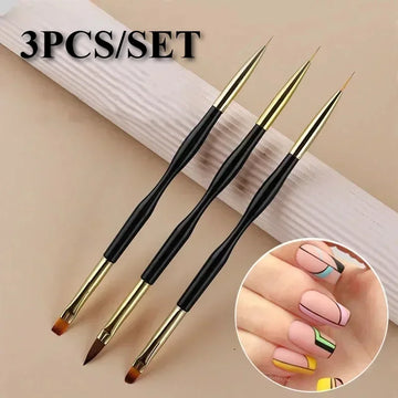 French Stripe Nail Art Liner Brush Set UV Gel Tips Ultra-thin Line Drawing Pen Dual End  Painting Brushes Manicure Tools