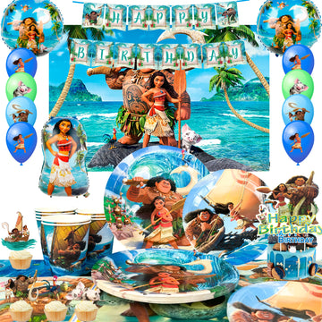 Moana Birthday Party Supplies,85pcs Moana Party Decorations&Tableware Set Moana Theme Birthday Decorations Supplies