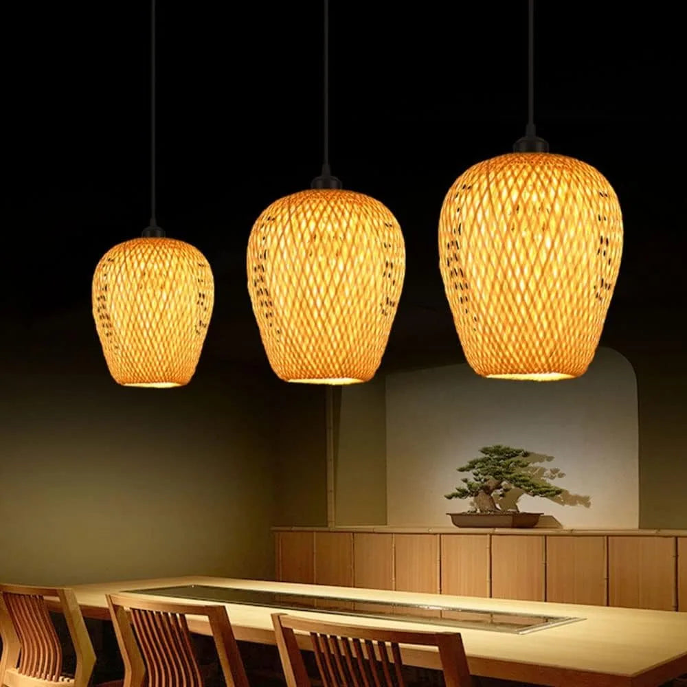 JOYINLED Natural Bamboo Lamp Shade Hand Woven Chandeliers Dining Room Pendant Lamp E27 Home Decoration LED Lighting Lamps