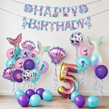 mermaid party decoration Banner mermaid balloon baby shower kids girls birthday decor mermaid birthday party decoration banner