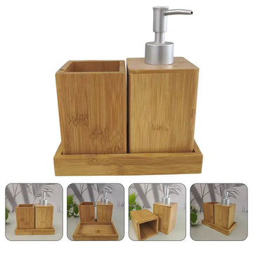 1 Set Bath Accessories Set Bamboo Bathroom Organizer Soap Dispenser Toothbrush Holder Lotion Pump for Home Bathroom Accessories
