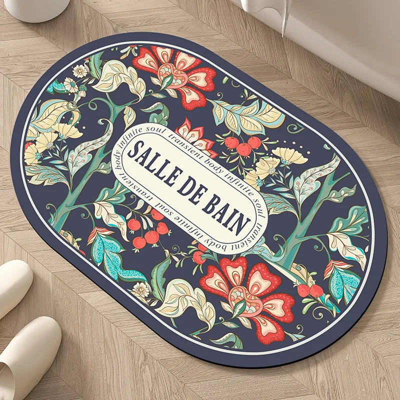 VIKAMA Bathroom Floor Mats Absorbent Non-slip Bathroom Doorway Diatomite Soft Foot Mats Toilet Entry Household Carpet