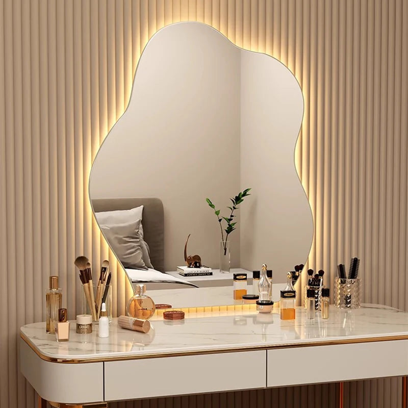 Wavy Wall Mirror Living Room Decoration Modern Art Vanity Aesthetic Large Size Mirror Fashion Espelhos Lounge Suite Furniture