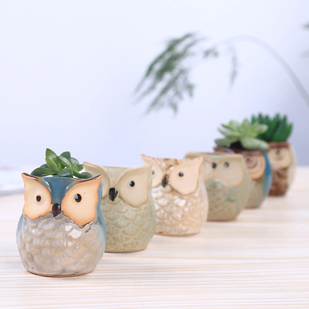 Home Garden Supplies Decoration Ceramic Flowerpots Miniature Model Cute Owl Succulent Flower Pot  Desktop
